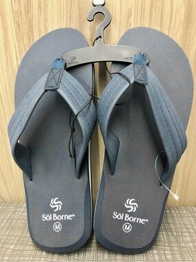 NEW SOL BORNE Thong Sandals Flip-Flops Blue UNISEX Men's Size Medium 7-8 NWOT